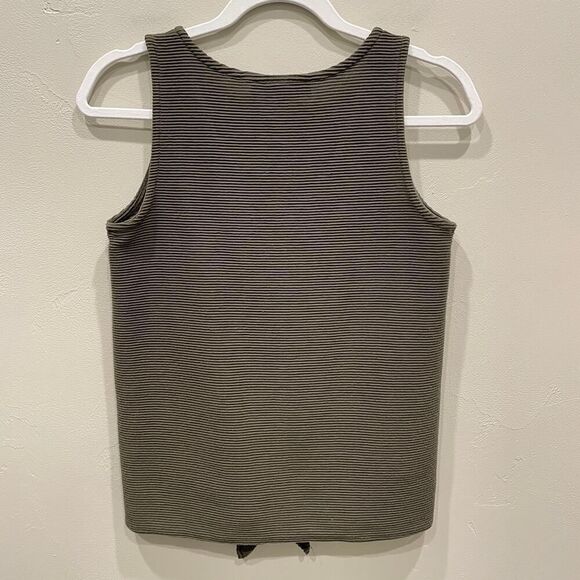 LOFT Olive Green Rib V-Neck Tie Front Tank - Size: XS - Picture 2 of 5